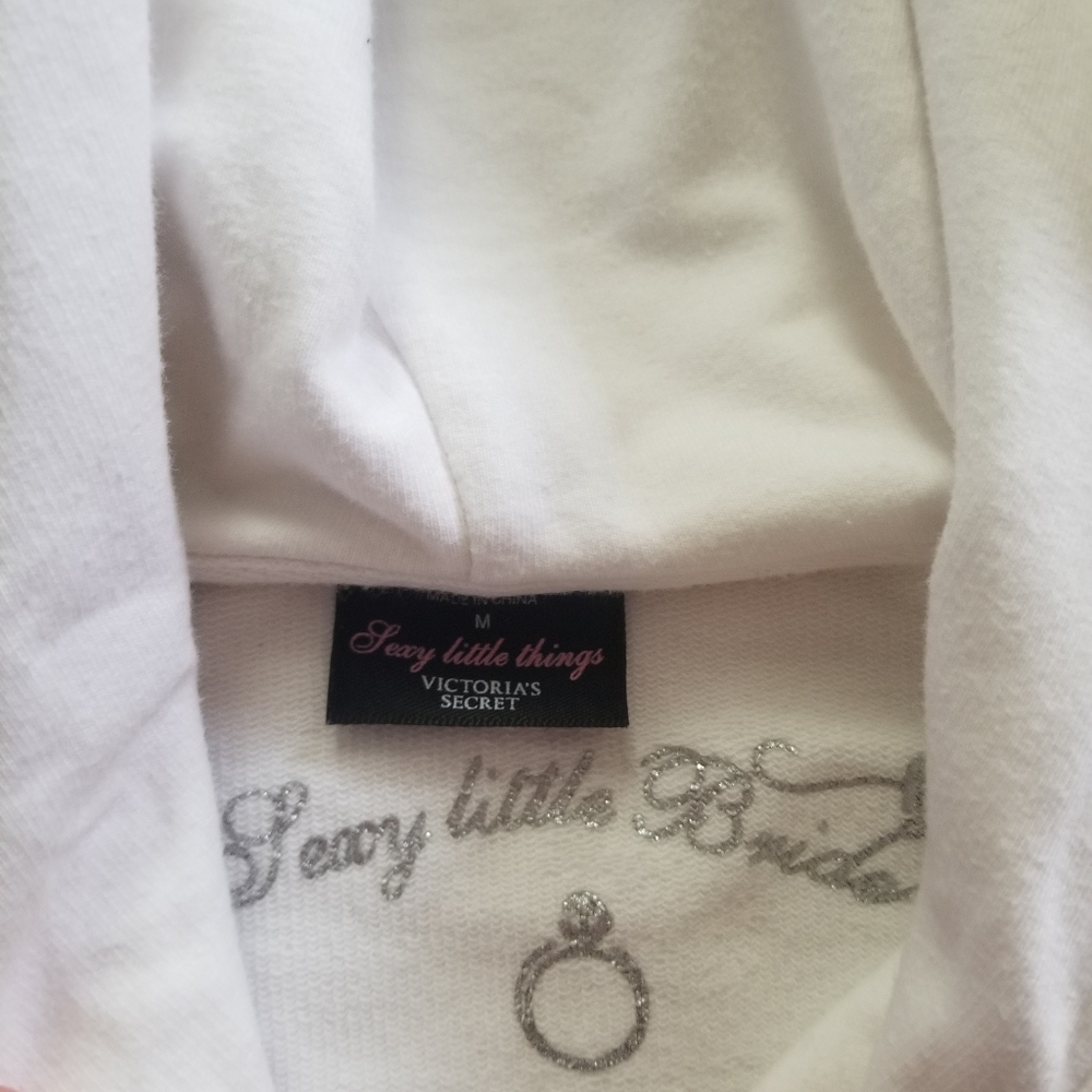 Victoria's Secret Sexy Little Bride White Short Sleeve Hooded Full Zip Jacket - Picture 3 of 8
